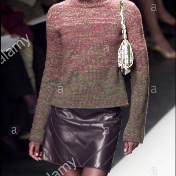 🚫SOLD🚫 Oscar de la Renta Chocolate Leather Chevron Skirt - Picture 10 of 10